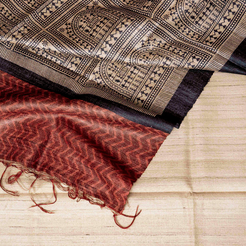 Handloom Tussar Silk Kurta, Bottom Fabric & Handloom Tussar Silk Dupatta