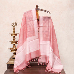 Handloom Muslin Cotton Pink Jamdani Suit fabric With Dupatta