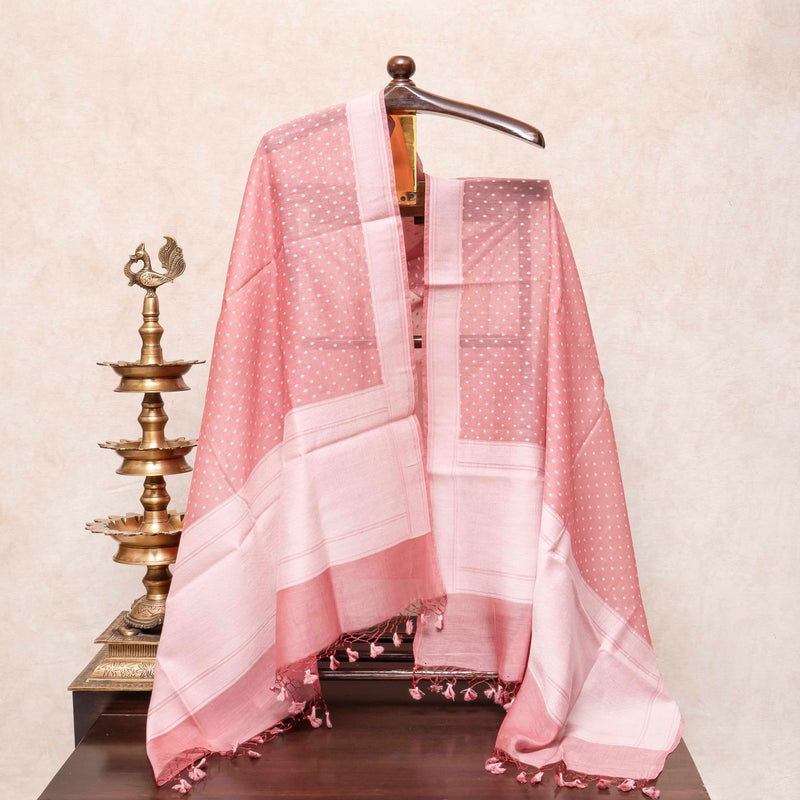Handloom Muslin Cotton Pink Jamdani Suit fabric With Dupatta