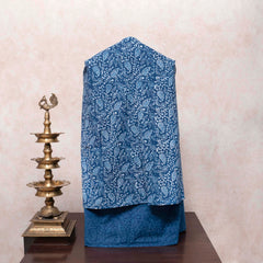 Indigo Whisper Handblock Cotton Suit Set with Kota Doria Dupatta
