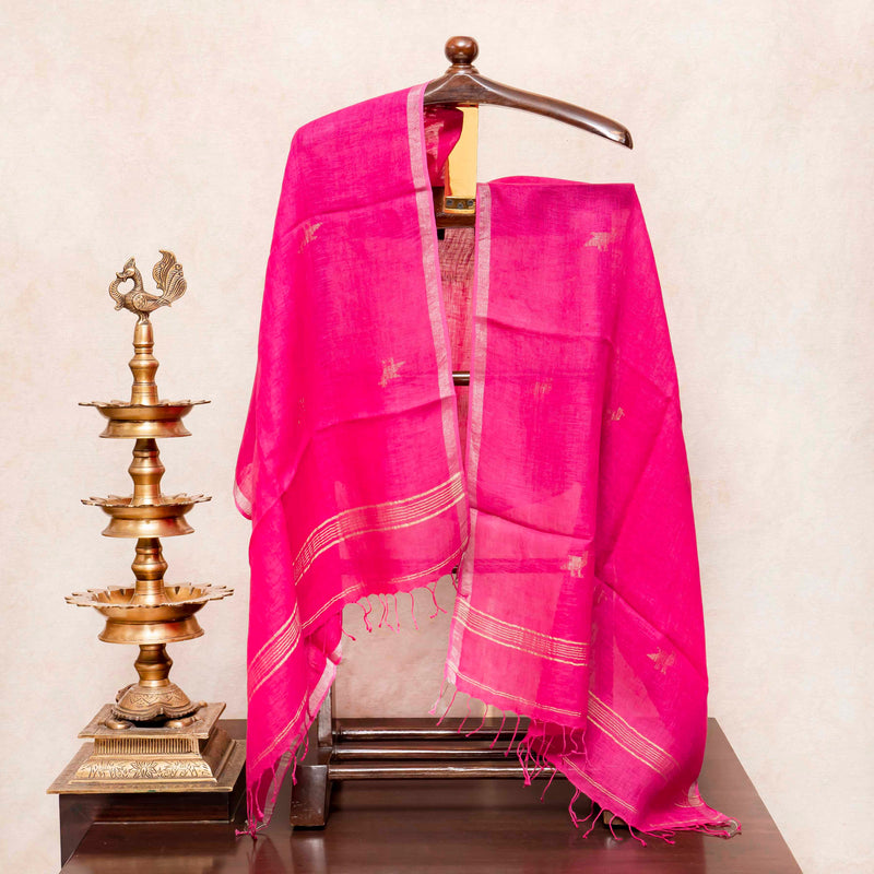 Cotton Multicolour Shibhori Kurta Fabric & Handloom Cotton Linen Stole
