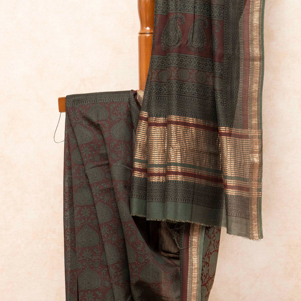 Maheshwari Silk Saree With Bagh Hand Block & Blouse With Bagh Hand Block