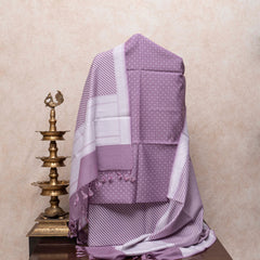 Handwoven Muslin Cotton Jamdani Suit - Lavender
