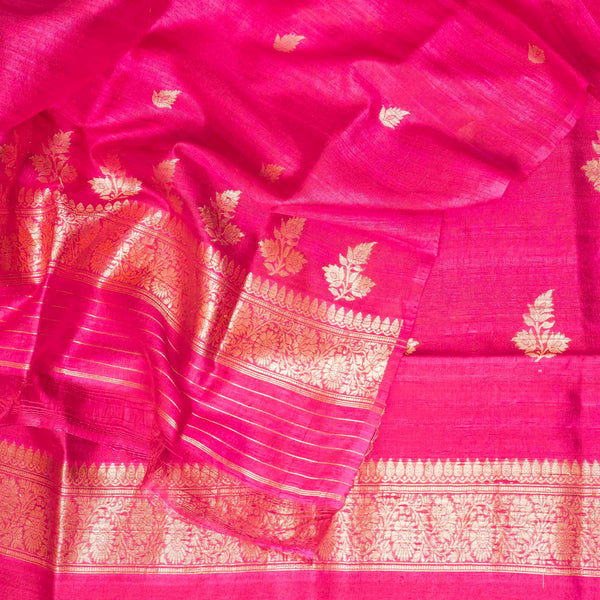 Handloom Raw Silk Kurta Fabric With Kadwa Weave, Handloom Raw Silk Bottom Fabric With Kadwa Weave & Handloom Raw Silk Dupatta With Kadwa Weave