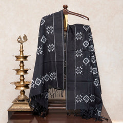 Handloom Cotton Jamdani Kurta, Bottom Fabric & Handloom Cotton Ikkat Dupatta