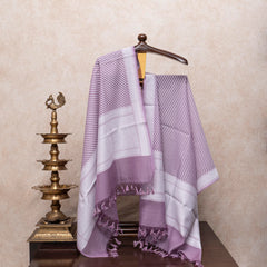 Handwoven Muslin Cotton Jamdani Suit - Lavender