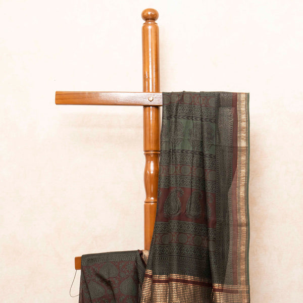 Maheshwari Silk Saree With Bagh Hand Block & Blouse With Bagh Hand Block