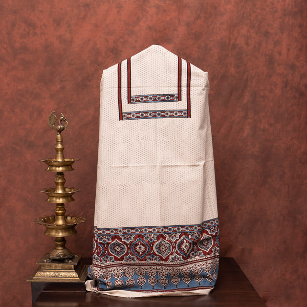 Ajrakh Cotton Kurta, Bottom And Dupatta