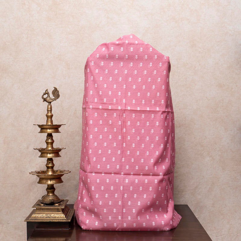 Handwoven Muslin Cotton Jamdani Suit - Flamingo Pink