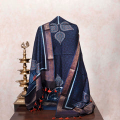Midnight Elegance Ajrakh Hand Block Chanderi Kurta & Dupatta Set
