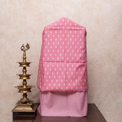 Handwoven Muslin Cotton Jamdani Suit - Flamingo Pink
