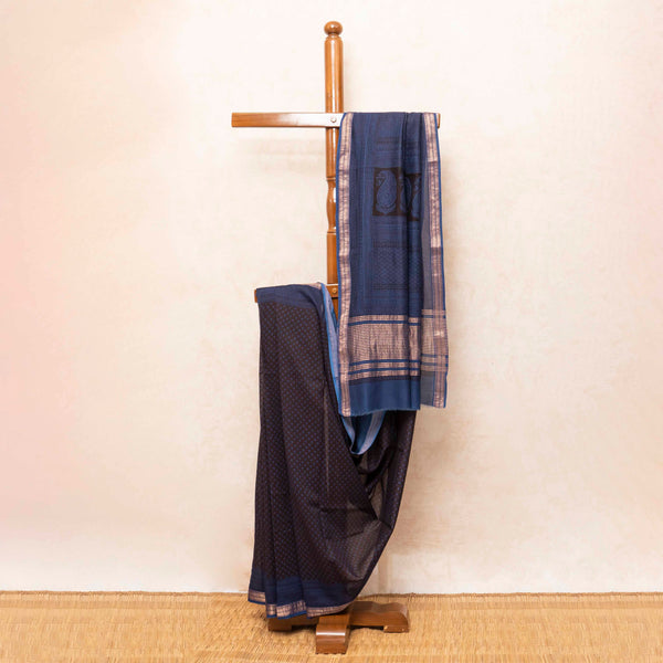 Maheshwari Silk Saree With Bagh Hand Block & Blouse With Bagh Hand Block