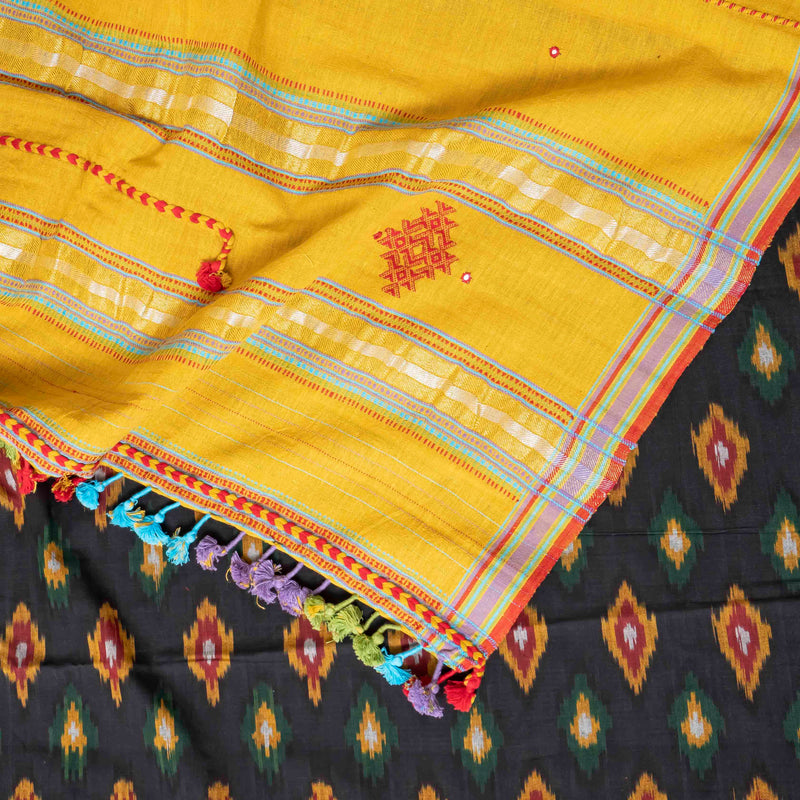 Handloom Cotton Ikkat Kurta, Bottom Fabric & Handloom Kala Cotton Dupatta