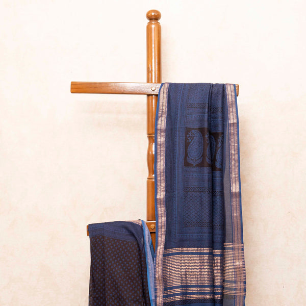 Maheshwari Silk Saree With Bagh Hand Block & Blouse With Bagh Hand Block