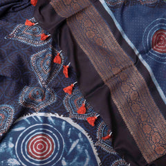 Midnight Elegance Ajrakh Hand Block Chanderi Kurta & Dupatta Set