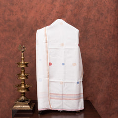 Handloom Mul Cotton Jamdani Kurta &  Dupatta With Polka Dots