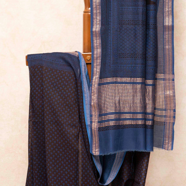 Maheshwari Silk Saree With Bagh Hand Block & Blouse With Bagh Hand Block