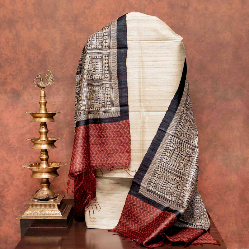 Handloom Tussar Silk Kurta, Bottom Fabric & Handloom Tussar Silk Dupatta