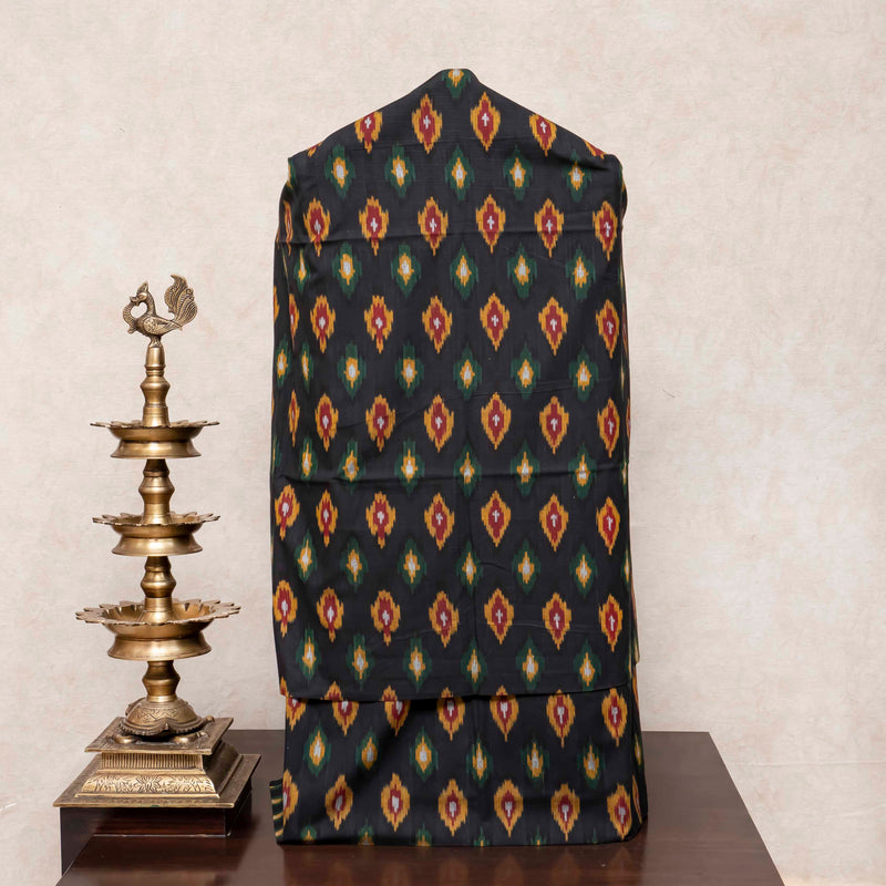 Handloom Cotton Ikkat Kurta, Bottom Fabric & Handloom Kala Cotton Dupatta