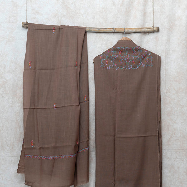 Kashmiri Sozni Hand Embroidered Woollen Kurta & Bottom Fabric With Sozni Embroidery Wollen Stole