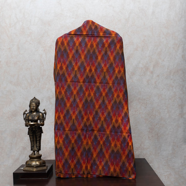 Handloom Ikkat Kurta Fabric & Handweaved Stole With Handmade Tassels