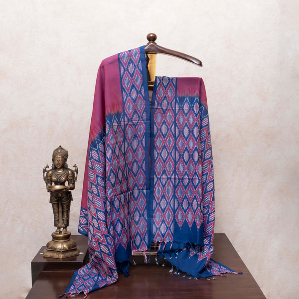 Neelambar Magenta Ikat Handloom Cotton Set