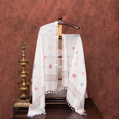 Handloom Mul Cotton Jamdani Kurta &  Dupatta With Polka Dots