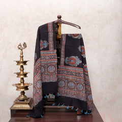 Rust Flame Handloom Cotton Suit Set with Ajrakh Printed Dupatta