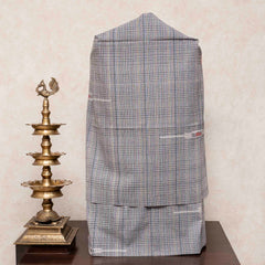 Handloom Cotton Multicoloured Check Kurta, Bottom With Motif & Handloom Cotton Stole With Embroidery
