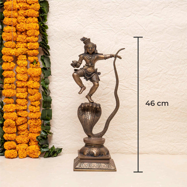 Handcrafted Brass Krishna On Kaliya Nag