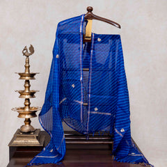 Hand Tie - Dye Kota Silk Kurta Fabric With Zari Hand Embroidery & Zari Hand Embroidery Dupatta