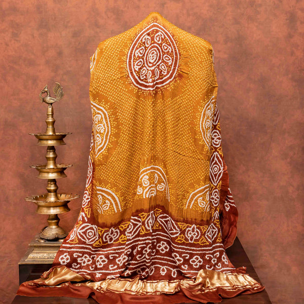 Chikankari Hand Embroidery Mul Chanderi Kurta Fabric & Gachi Silk Bandhanii Dupatta