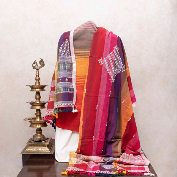 Vibrant Grace Handloom Kala Cotton Kurta, Bottom & Dupatta Set