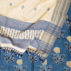 Hand Block Chandari Silk Kurta, Bottom Fabric & Handloom Kala Cotton Dupatta