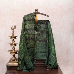 Green Vanaspati Block Printed Cotton Suit Set with Chanderi Silk Dupatta