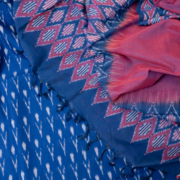 Neelambar Magenta Ikat Handloom Cotton Set