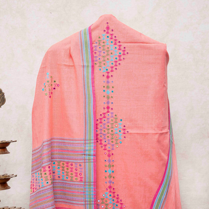 Handloom Kala Cotton Kurta Fabric With Mirror Work, Handloom Kala Cotton Bottom & Handloom Kala Cotton Designer Dupatta