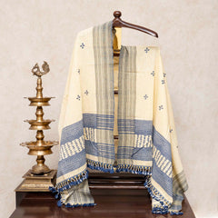 Hand Block Chandari Silk Kurta, Bottom Fabric & Handloom Kala Cotton Dupatta