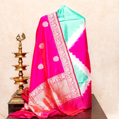 Pure Silk Kurta Fabric With Clamp Dying & Handloom Katan Silk Banarsi Dupatta