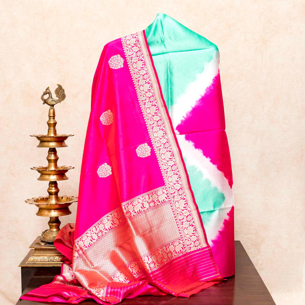 Pure Silk Kurta Fabric With Clamp Dying & Handloom Katan Silk Banarsi Dupatta