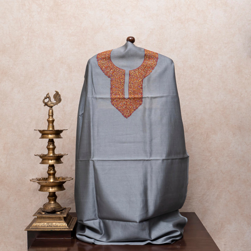 Chanderi Kurta & Dupatta With Kashmiri Sozni Hand Embroidery