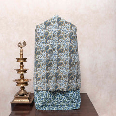 Sky Blue Paisley & Vanaspati Hand Block Cotton Suit Set with Kota Doria Dupatta