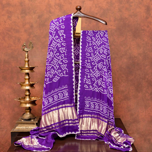 Chikankari Hand Embroidery Mul Chanderi Kurta Fabric & Gaji Silk Bandhanii Dupatta