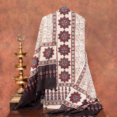 Hand Block Ajrakh Mul Cotton Kurta Fabric & Hand Block Ajrakh Mal Cotton Dupatta