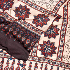 Hand Block Ajrakh Mul Cotton Kurta Fabric & Hand Block Ajrakh Mal Cotton Dupatta