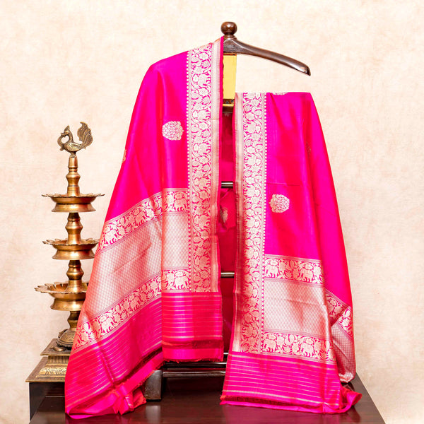 Pure Silk Kurta Fabric With Clamp Dying & Handloom Katan Silk Banarsi Dupatta