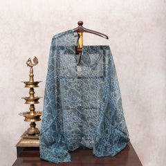 Sky Blue Paisley & Vanaspati Hand Block Cotton Suit Set with Kota Doria Dupatta