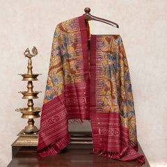Handloom Tussar Silk Hand Painted Kalam Kari Dupatta