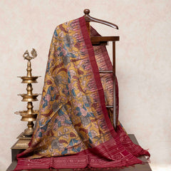 Handloom Tussar Silk Hand Painted Kalam Kari Dupatta