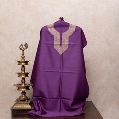 Chanderi Kurta & Dupatta With Kashmiri Sozni Hand Embroidery - Purple
